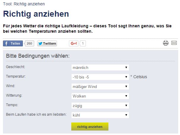Screenshot Tool Laufkleidung