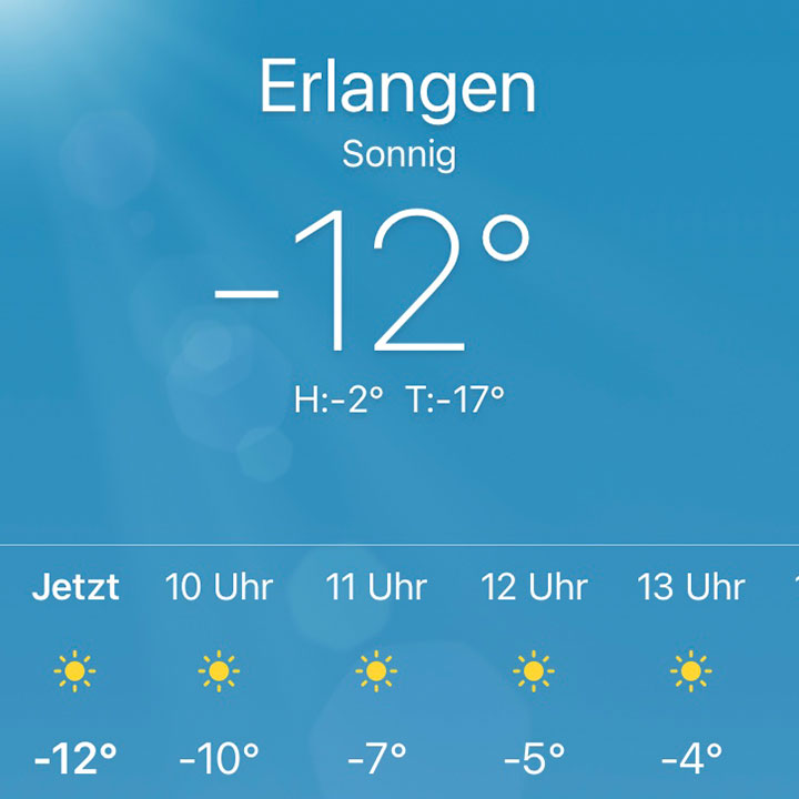 Temperaturanzeige -12 Grad